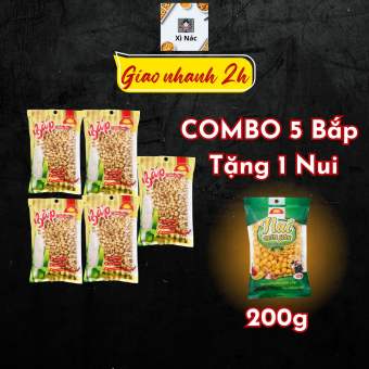 Combo 5 Bắp Chiên Giòn 200g Tặng 1 Nui Chiên Giòn / ngô/ bắp sấy / bánh ăn vặt / snack / bim bim / đồ ăn chay / bắp chiên hùng cường / bắp