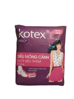 Băng vệ sinh Kotex Pro siêu mỏng cánh 8 miếng