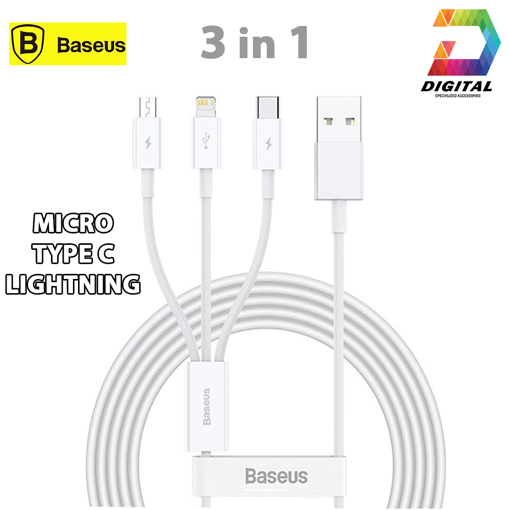 Cáp sạc đa năng 3 đầu baseus superior series 3 in 1 chính hãng