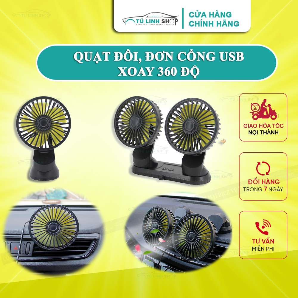 Quạt đôi, đơn mini cho ô tô hoặc bàn làm việc cắm cổng USB