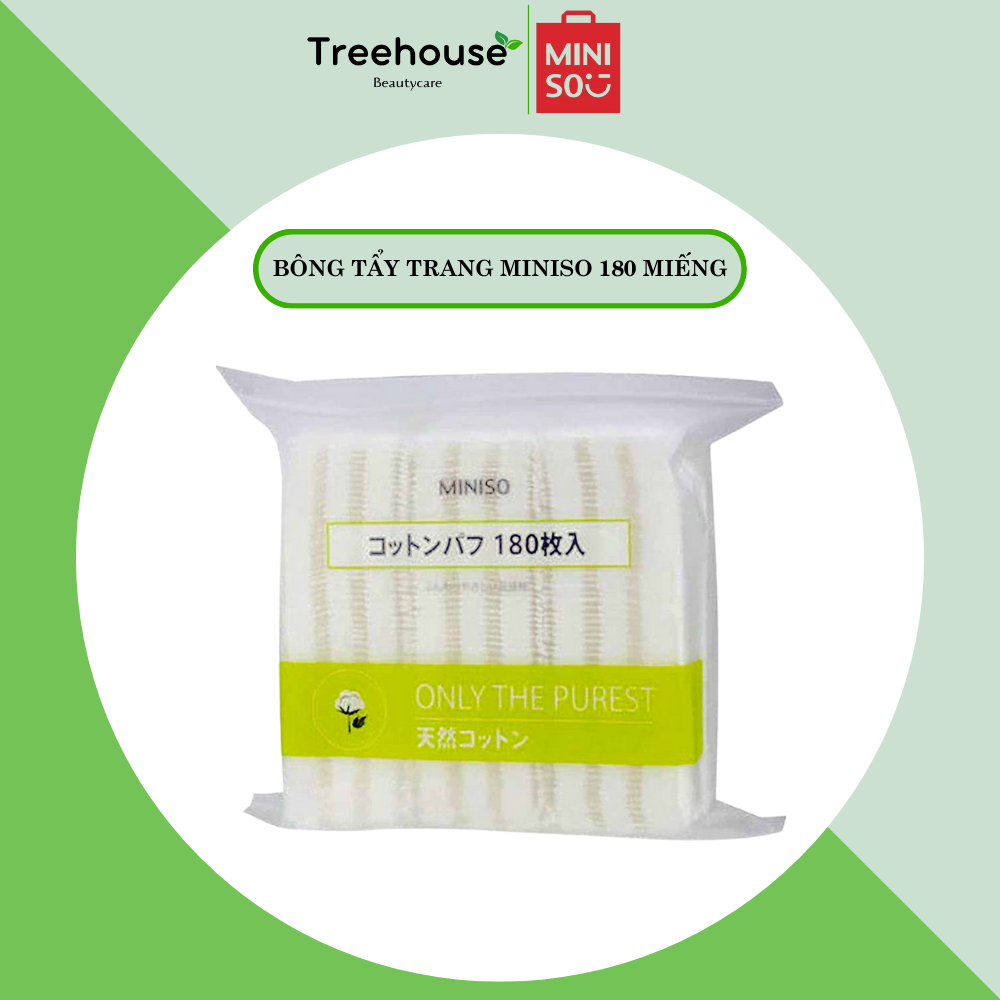 Bông Tẩy trang Miniso túi zip tiện lợi- Siêu Tiết Kiệm 180 Miếng dẻo Dai TREEHOUSE SHOP