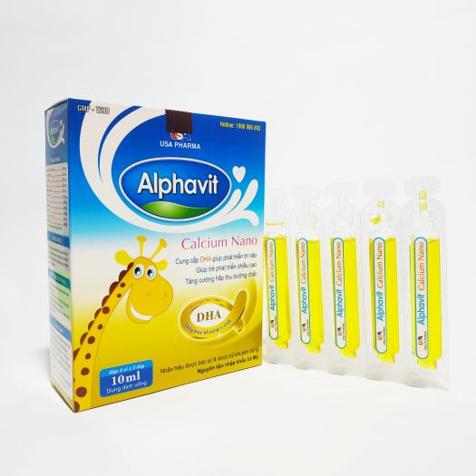 Siro Bổ Sung Canxi Cho Bé Alphavit Calcium - Giúp Trẻ Nhanh Mọc Răng - Phát Triển Chiều Cao - Chống Còi Xương - Hộp 20 Ống Nhựa Bẻ
