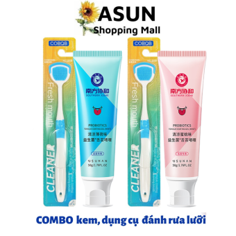 Combo Gel Vệ Sinh Lưỡi + Cạo Lưỡi Làm Sạch Mảng Bám Vi Khuẩn Ngừa Hôi Miệng Sâu Răng 50g