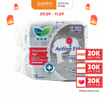 Băng vệ sinh Laurier Active Fit Phân Tử Bạc 2 Tác Động (18 Miếng)