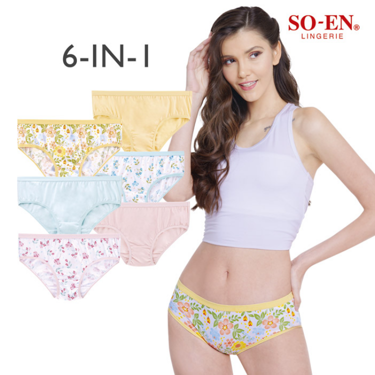 100% Original So-en Panty for Women New Style Bikini Cotton - 6pcs  High-Quality Ladies Fashion Lingerie. Soft & Sexy Comfort with  Antibacterial Hip Lifting 3D Slim Panties - Perfect for Teens! seamless