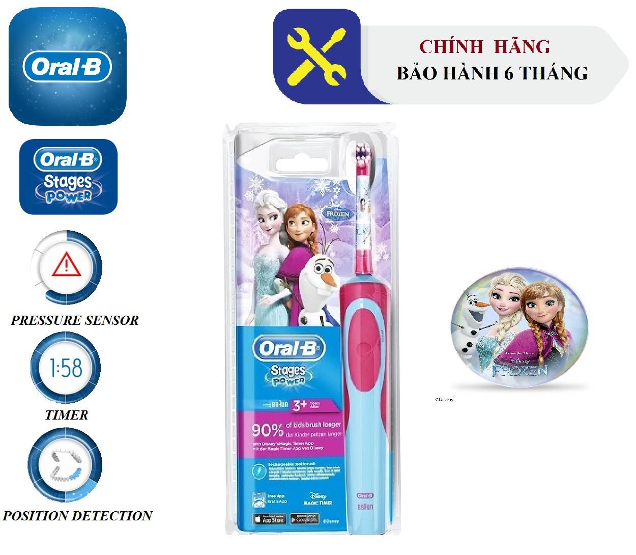 Bàn chải đánh răng điện Oral-B Stages Power Disney Frozen cho bé 5 tuổi