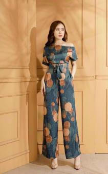 JUM LỆCH VAI ỐNG RỘNG HỌA TIẾT SANG CHẢNH DỰ TIỆC THỜI TRANG NỮ LINH LAN JS85