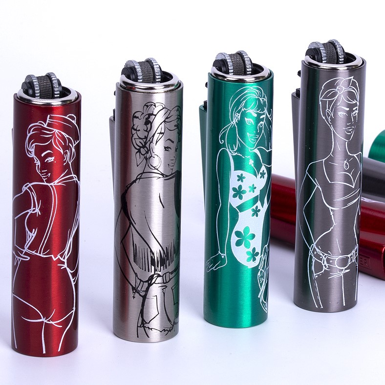 Bộ 4 bật lửa clipper vỏ kim loại in hình sexy girl