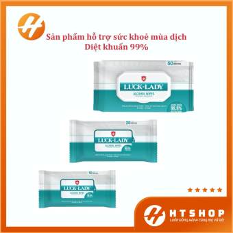 Khăn Giấy Ướt Cồn Kháng Khuẩn Luck Lady Dạng Gói 10/25/50 Tờ Tiện Dụng