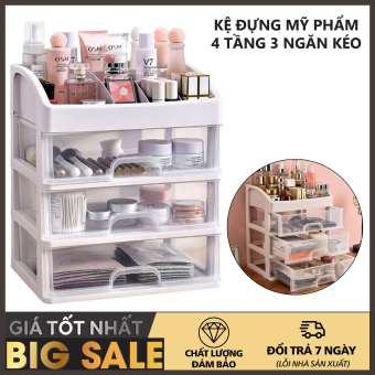 Kệ đựng mỹ phẩm - Kệ để son, kệ đựng mỹ phẩm nhựa 4 tầng - Kệ đựng mỹ phẩm 3 tầng 2 ngăn kéo -  Kệ Mỹ Phẩm Nhựa 4 Tầng Nhiều Ngăn Mẫu Mới 2021 - Giao màu ngẫu nhiên