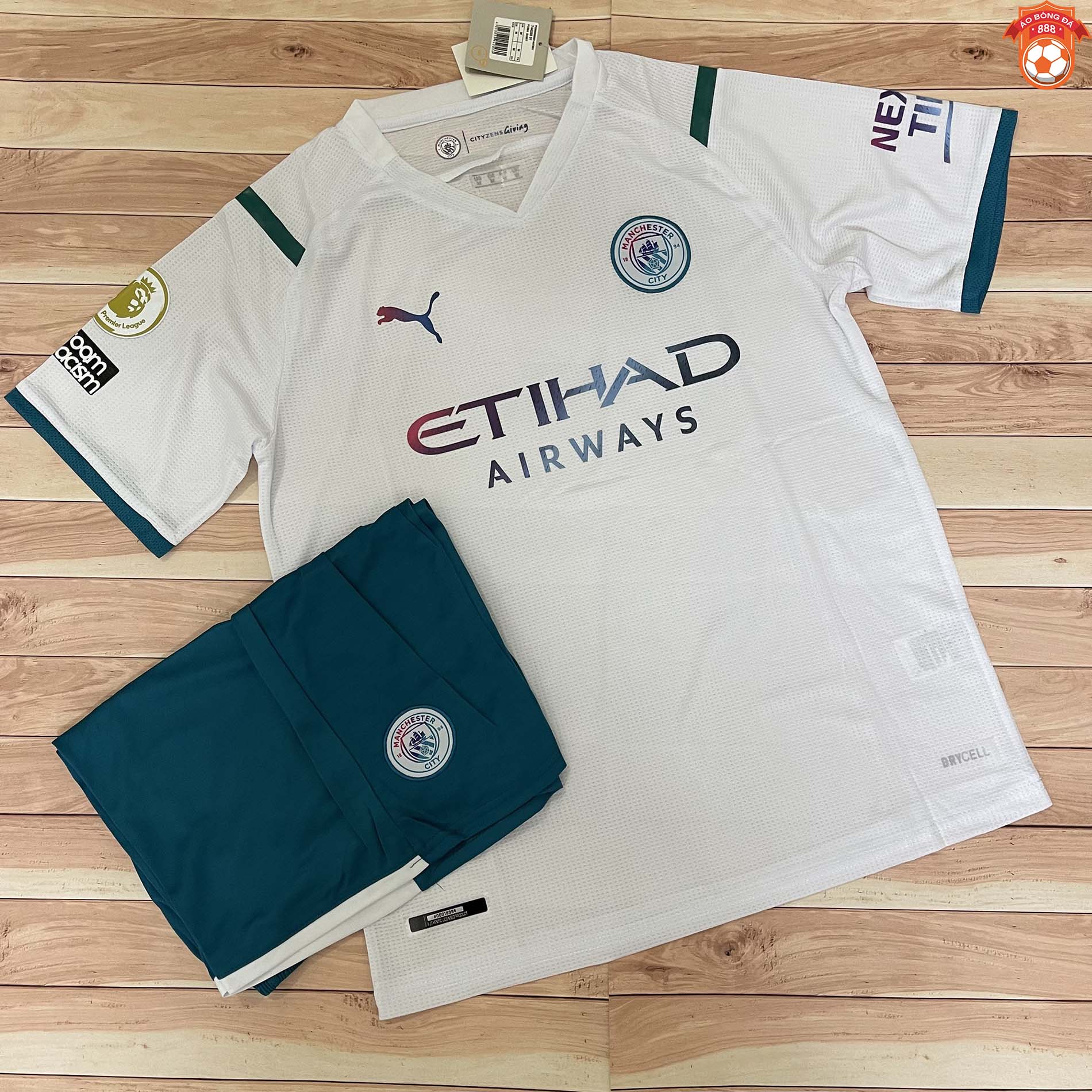 Áo Bóng Đá CLB Manchester City Sân Khách 2021- Chuẩn Mẫu Thi Đấu - Vải Polyester Thái Gai Lưới