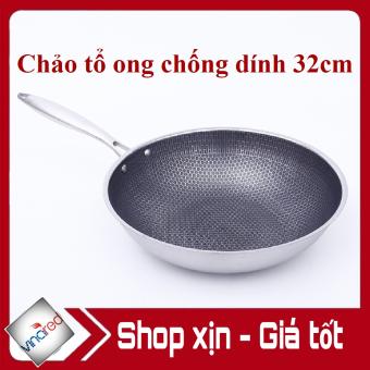 Chảo Chống Dính Sâu Lòng Inox Vân Tổ Ong 32cm - Chảo Siêu Bền Dễ Chùi Rửa Thích Hợp Mọi Loại Bếp