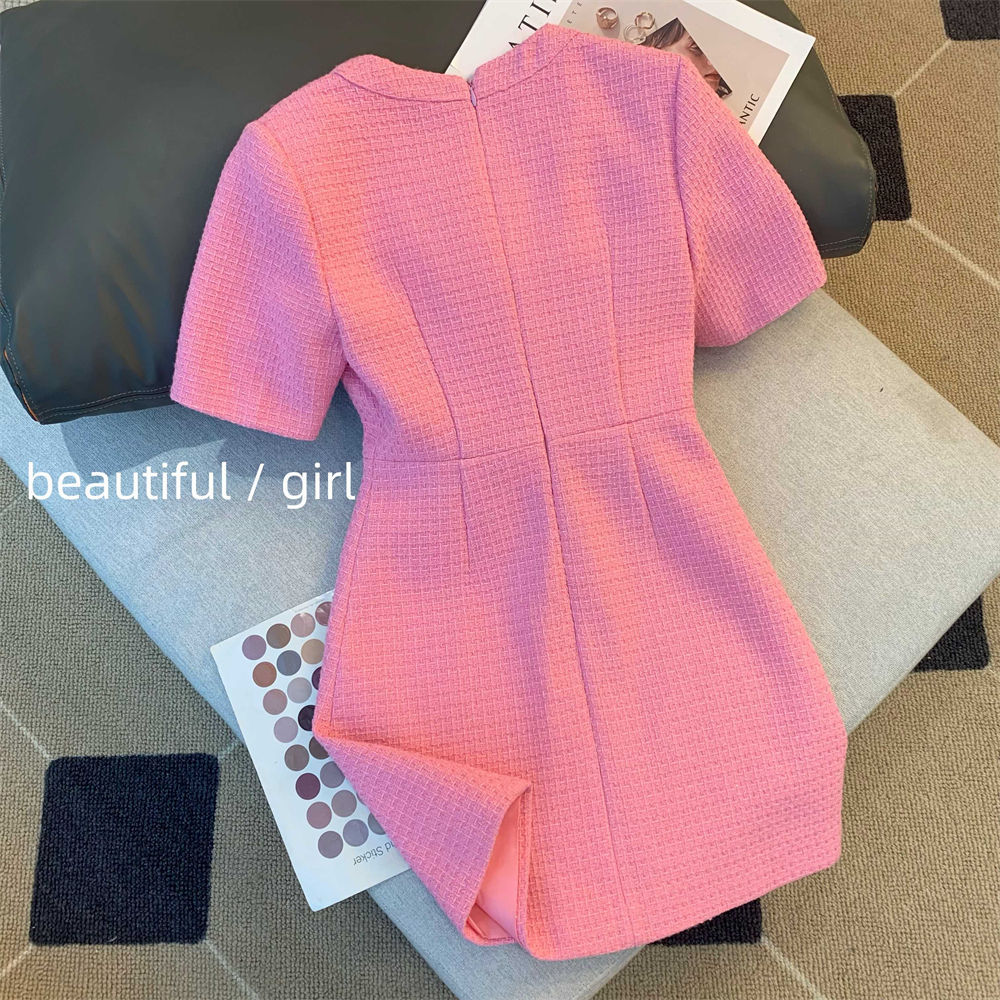 Đầm hương thơm nhỏ phong cách pháp đầm ôm cổ điển khí chất mùa hè cho nữ đầm có khóa kéo thường ngày