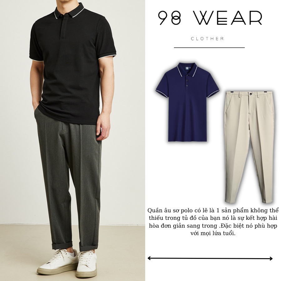 Áo thun nam polo cổ viền 360 vải cotton mặc MÁT form rộng thoải mái áo thun nam sọc cổ sọc tay