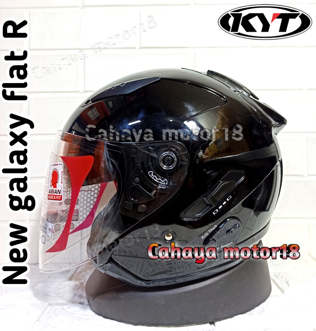 HELM KYT GALAXY FLAT R BLACK HITAM|KYT HALF FACE GALAXI Harga 460,000 rupiah*Gratis Ongkir