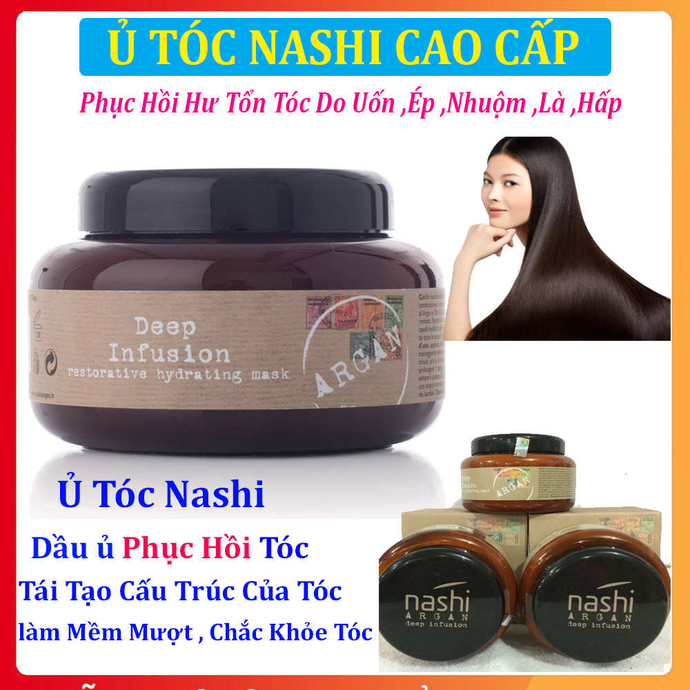 Kem Ủ Tóc, Ủ Tóc Collagen. Dầu Ủ Tóc Nashi Argan, Tinh Dầu Ủ Tóc Nashi. Ủ tóc triết xuất từ thiên nhiên phục hồi tái tạo cấu trúc tóc, hồi phục tóc hư tổn