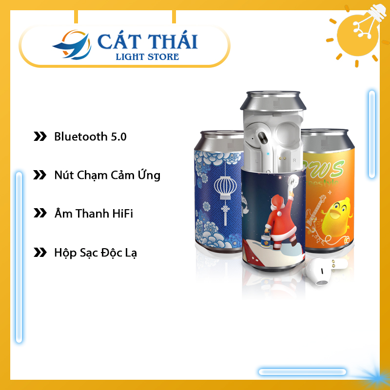 Tai nghe bluetooth Cát Thái  thiết kế hình dáng lon nước ngọt rất độc đáo phong cách chất lượng HIFI âm bass mạnh mẽ thao tác cảm ứng thông minh - H35T