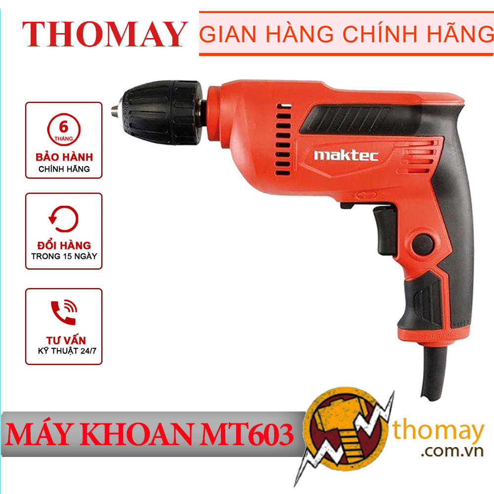 Máy khoan cầm tay maktec mt603 nhỏ gọn công suất 450w kích thước nhỏ gọn hiệu suất làm việc lớn tay cầm cách điện chất liệu hợp kim rắn chắc chống hoen gỉ