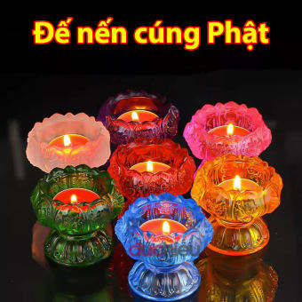 Cốc đựng nến hình hoa sen, chân nến thủy tinh, đế nến dâng Phật, Bồ tát - Đức Hiếu Shop
