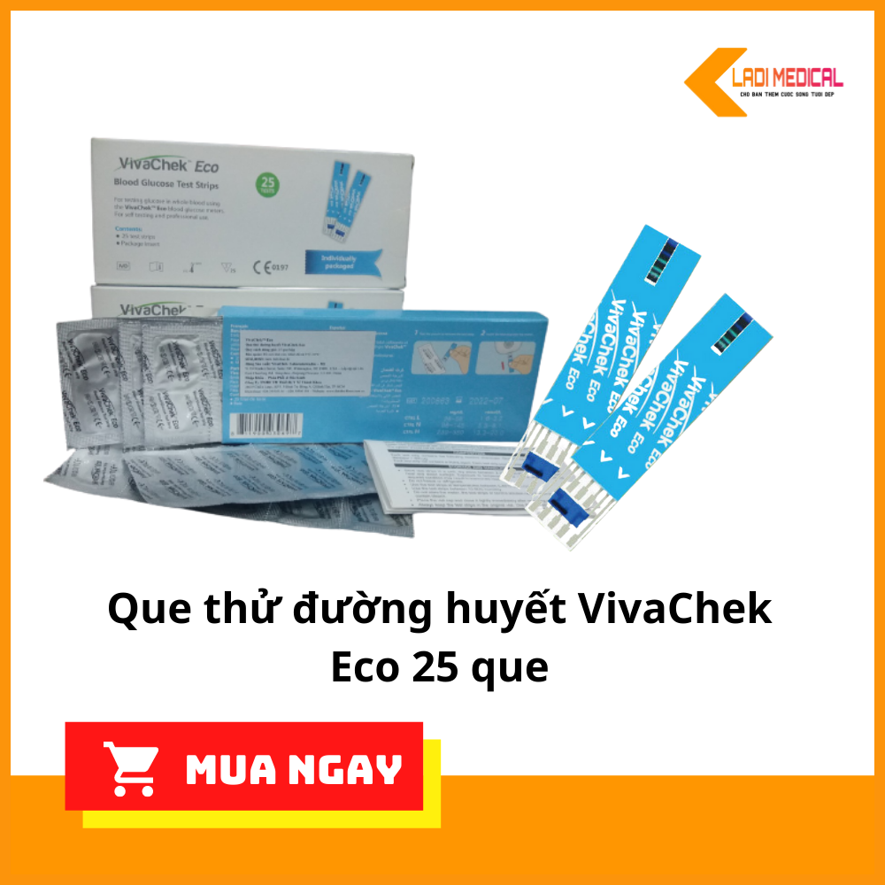 Que thử đường huyết VivaChek Eco Hộp 25 que/50 que