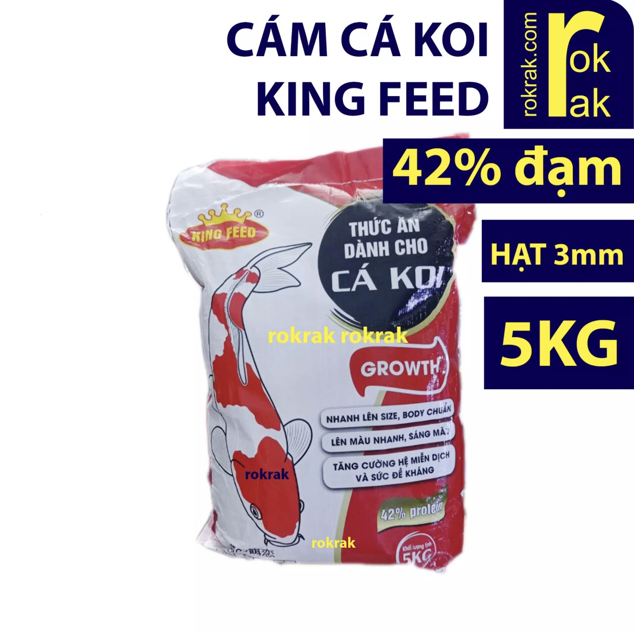5kg cám cá koi king feed thức ăn cá koi 42% đạm 5kg size hạt 3mm
