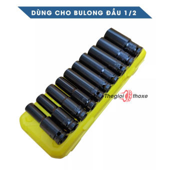 Bộ đầu khẩu 1/2 dài - 10 đầu 8, 10, 12, 13, 14, 15, 17, 19, 21, 24mm - Bộ tuýp vặn ốc sửa xe máy chuyên nghiệp | Thế Giới Thợ Xe