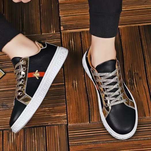 Dòng Gucci Bee Giày Thể Thao Nam Thời Trang Hợp Thời Trang, Giày Bệt Màu Đen Vàng Và Bạc