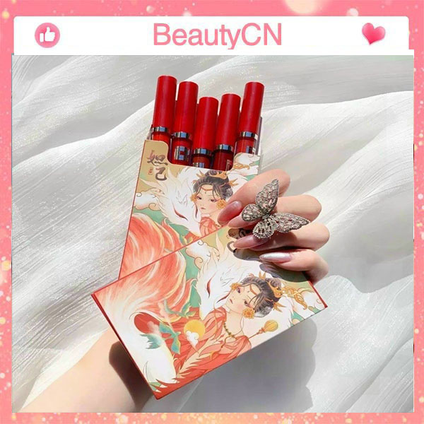 SET 5 Thỏi Son Cô Gái-  Son Cổ Trang Môi Lâu Trôi Và Không Thấm Nước Bộ Son Môi Dạng Ống Trái Cây Hộp Đựng Son Bóng Bùn Môi Mờ