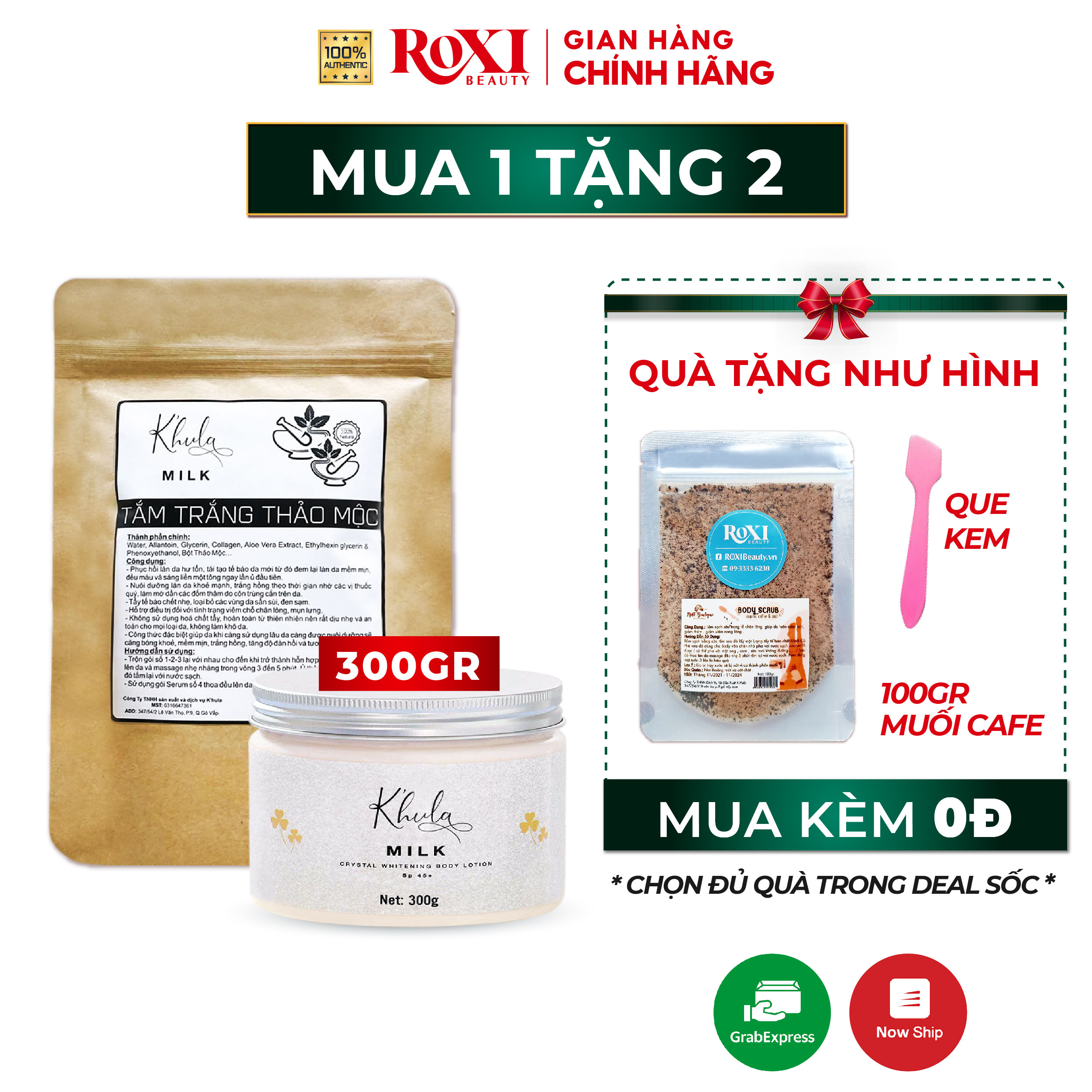 Kem trắng da body toàn thân Body Milk dưỡng trắng da ban ngày và ban đêm 250g & Tắm trắng thảo mộc dòng tắm trắng body cao cấp