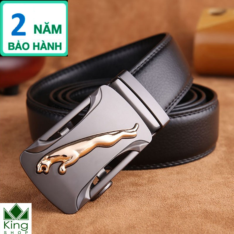 Thắt Lưng Nam Da Bò - Dây Nịt Nam Da Bò 100%  Khóa Tự Động  Cao Cấp Mặt Báo- Đồ Da Kingshop