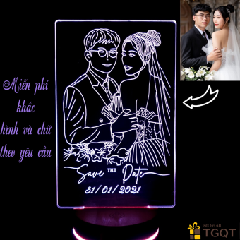 Quà tặng handmade - Đèn ngủ đèn led khắc hình 3d vẽ theo yêu cầu - đèn decor phòng ngủ độc đáo - quà tặng ý nghĩa
