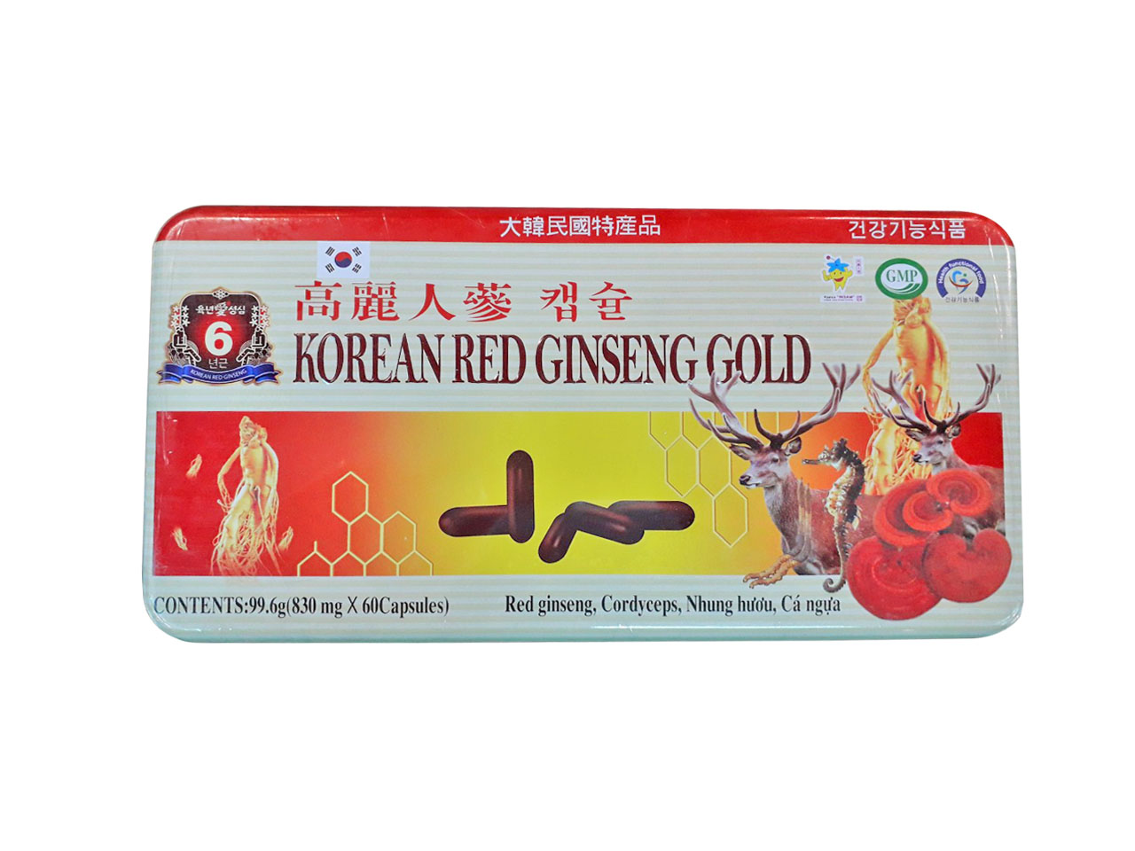 Hồng Sâm Korean Red Ginseng Gold Hộp thiếc 60 viên