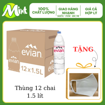 Nước khoáng thiên nhiên Evian 1.5 Lít (Thùng 12 chai) .Shop Mint Mint. Nước suối EVIAN Pháp. Hàng Mới SỈ & LẺ HCM.