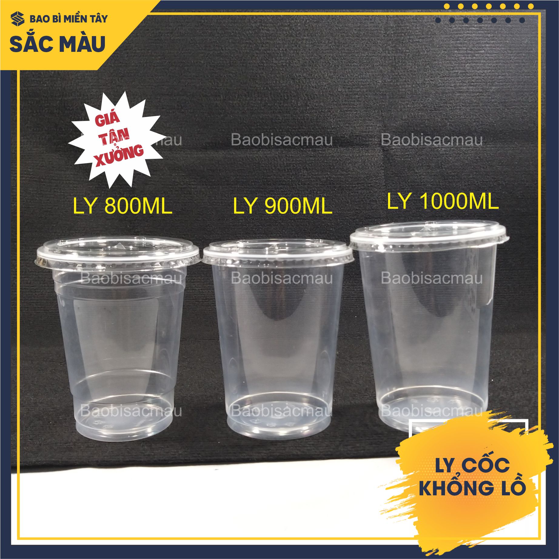 Sỉ 50 cốc nhựa/ ly nhựa pp khổng lồ 800ml, 900ml, 1000ml kèm nắp