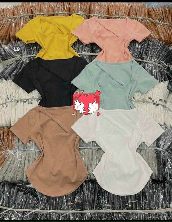 Áo len gân cổ vuông tay ngắn cực xinh. KOREA FASHION.