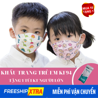 Khẩu trang trẻ em KF94 Hàn Quốc - Khẩu trang y tế trẻ em 4D [Com bo 10 túi][ Tặng 1 túi khẩu trang người lớn]