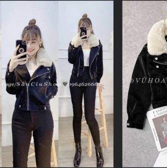 ❇ÁO KHOÁC DA CỔ LÔNG - MẶT TRONG LÓT LÔNG SIÊU HOT Ạ - HÀNG QC CAO CẤP