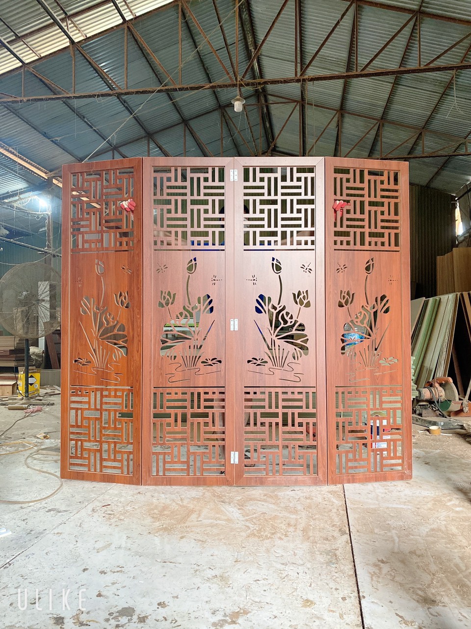 Bộ 4 tấm vách bình phong bông sen cao 1m8 ngang 2m