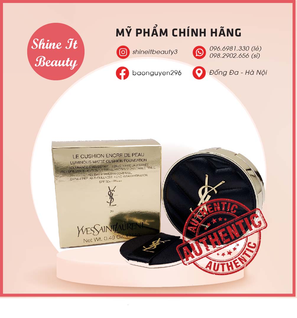 Phấn nước cushion da YSL matte mới chính hãng có bill tone 10 - 20, chống nắng, kiềm dầu, mỏng, mịn tự nhiên