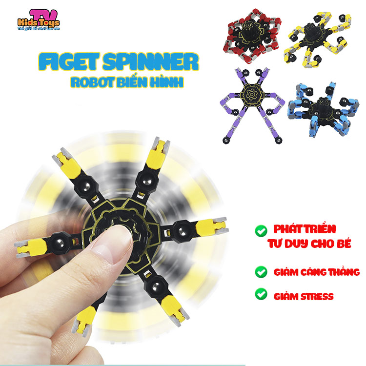 Spinner Robot biến hình thông minh, đồ chơi con quay giảm căng thẳng stress,  giúp kích thích sáng tạo phát triển tư duy cho bé, tốc độ quay nhanh ổn định thời gian quay lâu