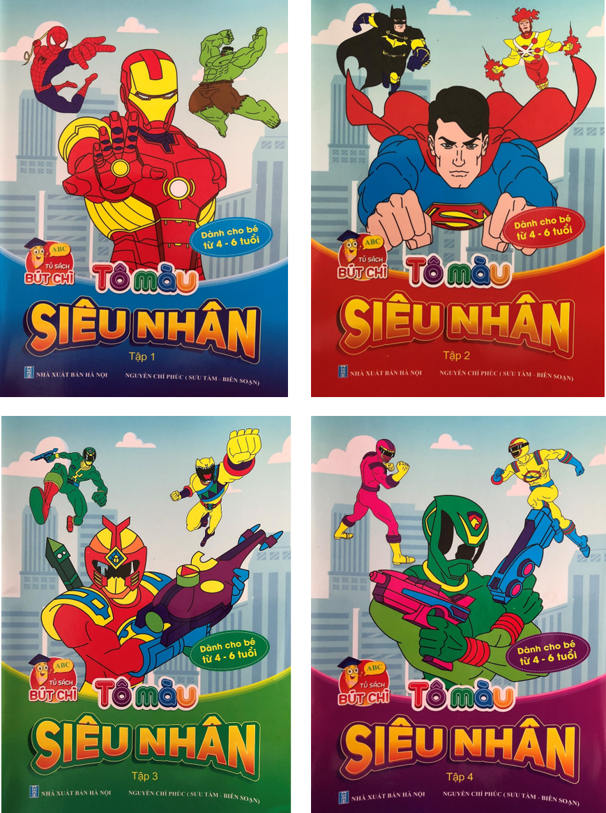 Tô màu siêu nhân tập 1,2,3,4 - bộ 4 cuốn