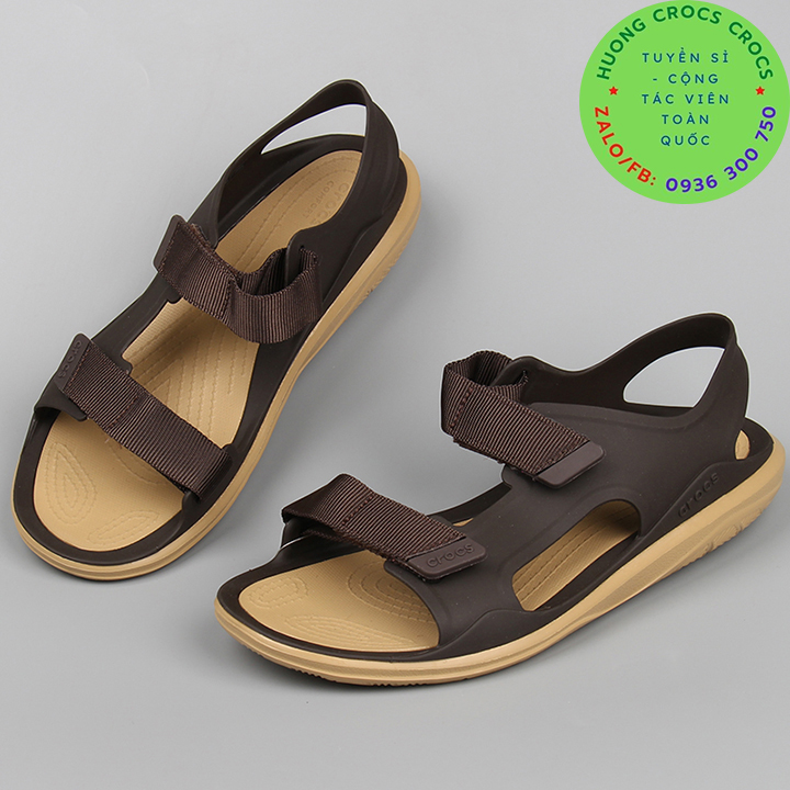 DÉP SANDAL NHỰA ĐI MƯA CROCS SWIFTWATER EXPEDITION CHO NAM MÀU NÂU