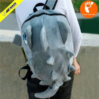 Balo con khủng long xám cute vải nhung,vải lưới