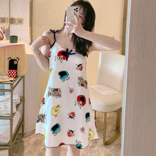 Váy ngủ hai dây mặc nhà lụa cao cấp mùa hè VINGO thiết kế 2 dây có mút ngực  màu xanh pastel quyến rũ N395 VNGO | Shopee Việt Nam