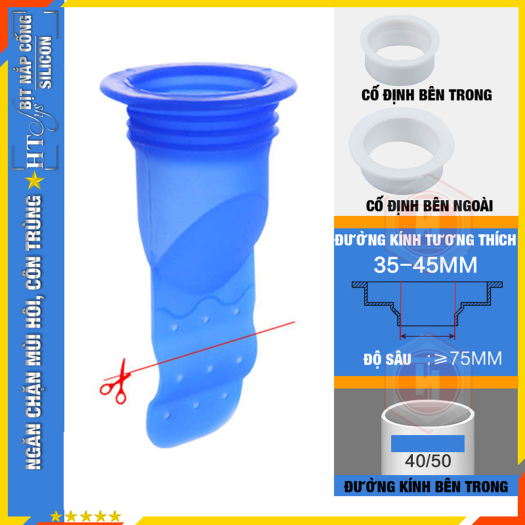Bộ van ngăn mùi hôi cống kèm 2 nắp nhựa, phễu cao su silicon bịt nắp cống nhà tắm , nhà vệ sinh , phễu thoát sàn ngăn mùi hôi và côn trùng