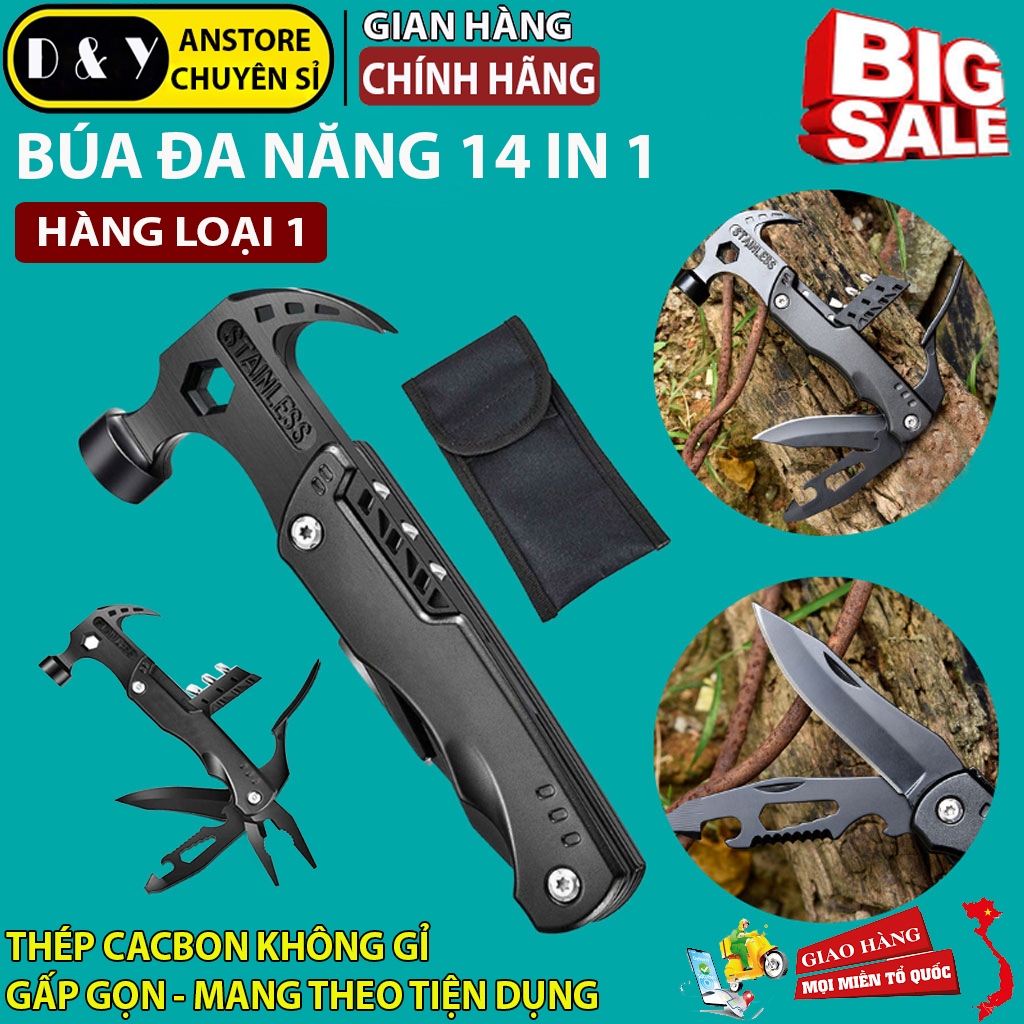 Búa sinh tồn - Búa đa năng mini kiêm Kìm, Kềm điện, Kìm Jeep, Tuốc nơ vít,… Bộ dụng cụ sửa chữa đa tiện lợi cho nhà cửa, dã ngoại, búa đa năng, kìm đa năng, kìm Jeep, búa đóng đinh