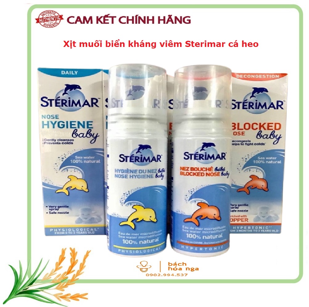 Xịt thông mũi muối biển cá heo của Pháp vệ sinh, kháng khuẩn mũi cho bé