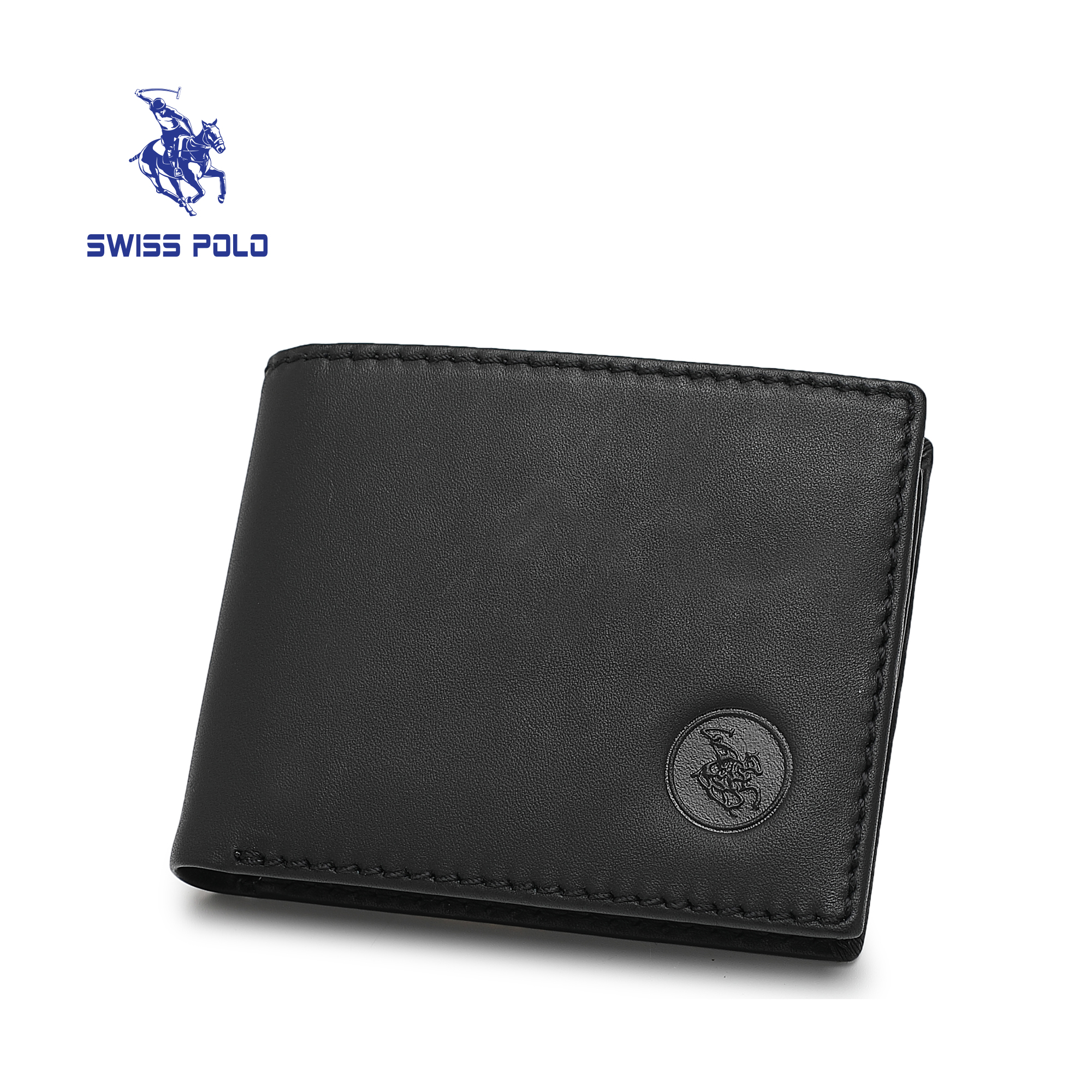 SWISS POLO Genuine Leather RFID Short Wallet SW 180-2 BLACK
