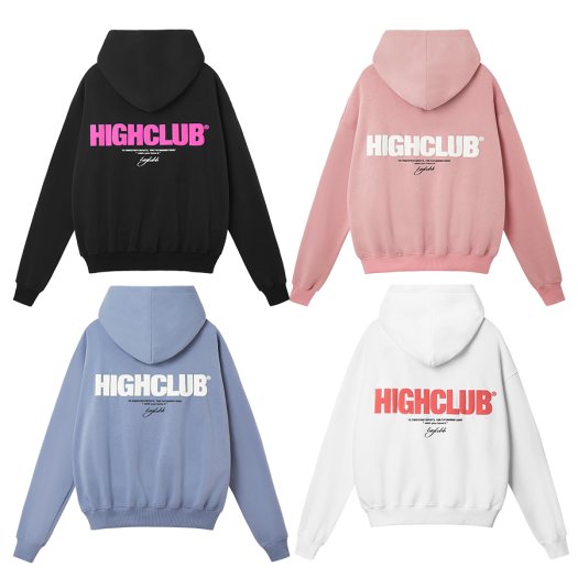 Áo Hoodie BASIC Mũ Trùm Đen/Hồng/Trắng/Xanh Dương/Đỏ Nỉ Cotton - HIGHCLUB Brand Chính Hãng