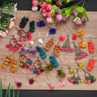 Hoa Tai Vòng Hoa Vải Thời Trang 2023 Cho Nữ Hoa Tai Vòng Tròn Hợp Kim Cánh Hoa Thanh Lịch Trang Nhã Màu Vàng Quyến Rũ Brincos